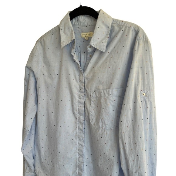 RAG & BONE Boyd Cotton Shirt in Blue Multi, Size M - Picture 7 of 11